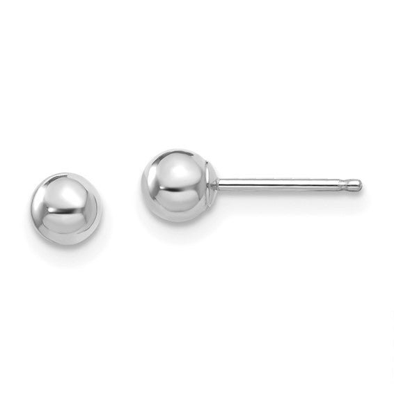 14 Karat White Gold 4mm Ball Earrings