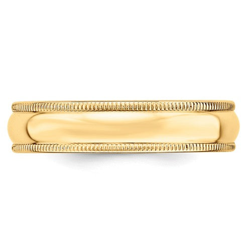 Men's 14 Karat Yellow Gold 5mm Milgrain Wedding Band - Size 10