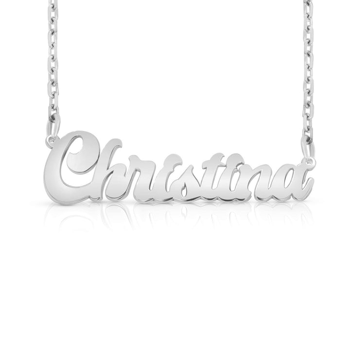 Sterling Silver Solid Letter Name Necklace