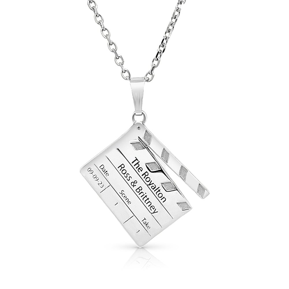 White gold necklace with pendant on a white background