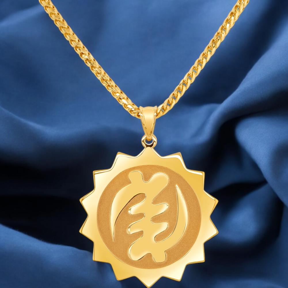 A image showing the final product of the 14 Karat Custom Sun Pendant