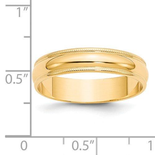 Men's 14 Karat Yellow Gold 5mm Milgrain Wedding Band - Size 10