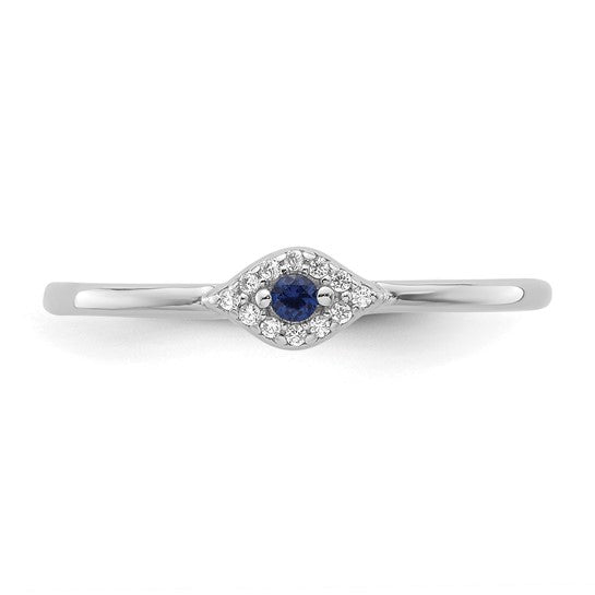 Sterling Silver Evil Eye Cubic Zirconia Ring - Size 8