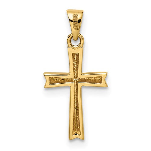 14 Karat 2 Tone Gold Small Diamond Cut Cross Charm Pendant