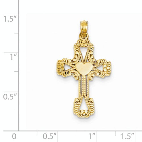 14 Karat Yellow Gold Cross Charm Pendant