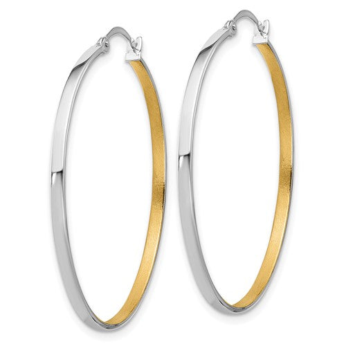 14 Karat 2 Tone Gold Medium Hoop Earrings