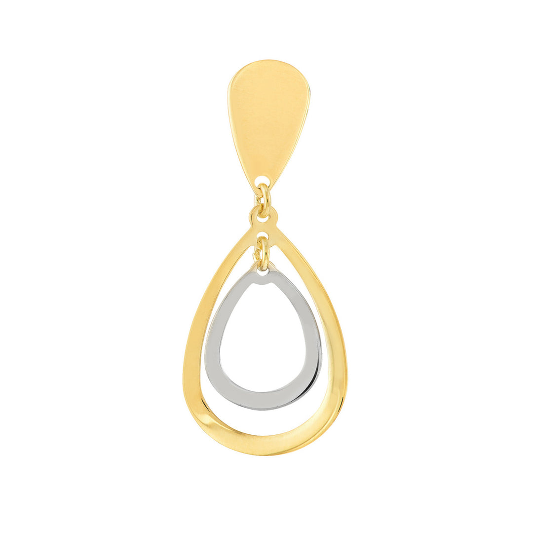 14 Karat 2 Tone Gold Polished Drop Earrings