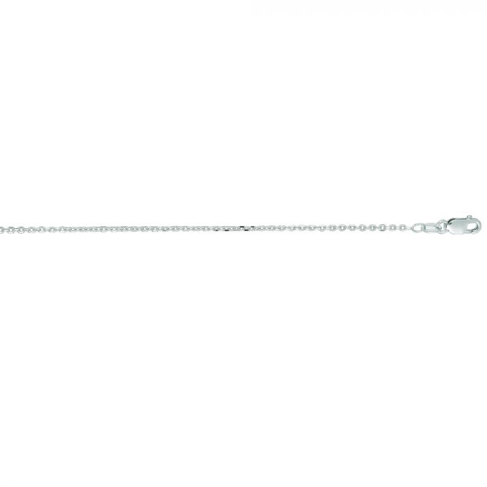 14 Karat White Gold Diamond Cut 1.3mm Cable Link 16 inch Chain