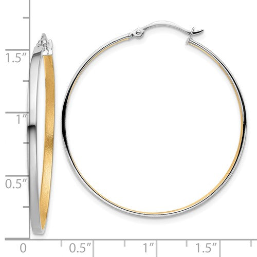 14 Karat 2 Tone Gold Medium Hoop Earrings