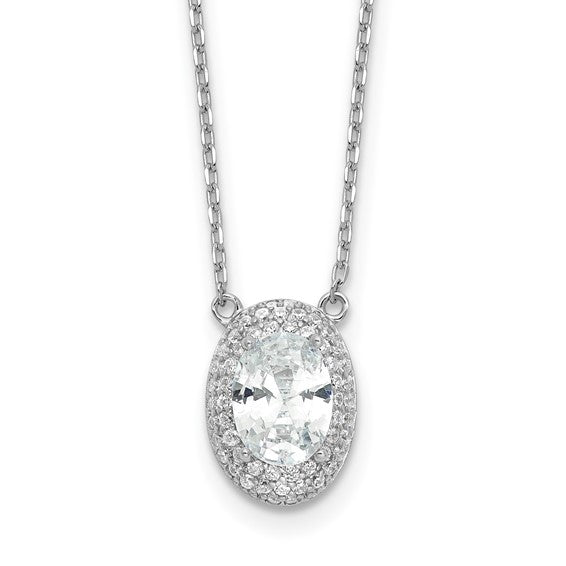 Sterling Silver Cubic Zirconia Drop Necklace