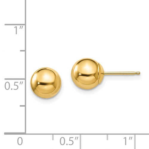 14 Karat Yellow Gold 7mm Ball Earrings