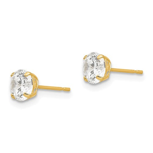 Yellow 14 Karat Gold 5mm Round Cubic Zirconia Studs