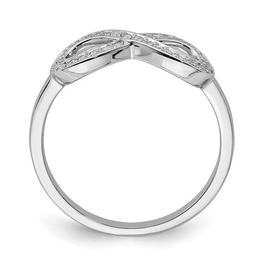 Sterling Silver Cubic Zirconia Infinity Ring - Size 10