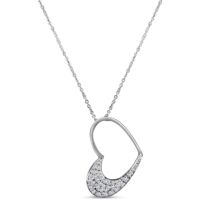 14 Karat White Gold Diamond Heart Pendant