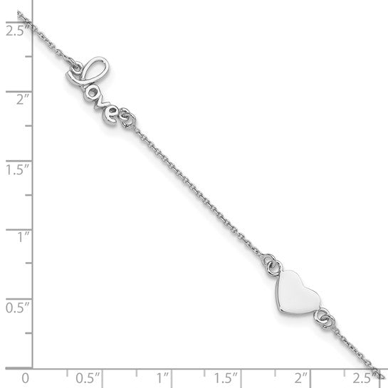 Sterling Silver Love 10 inch Ankle Bracelet