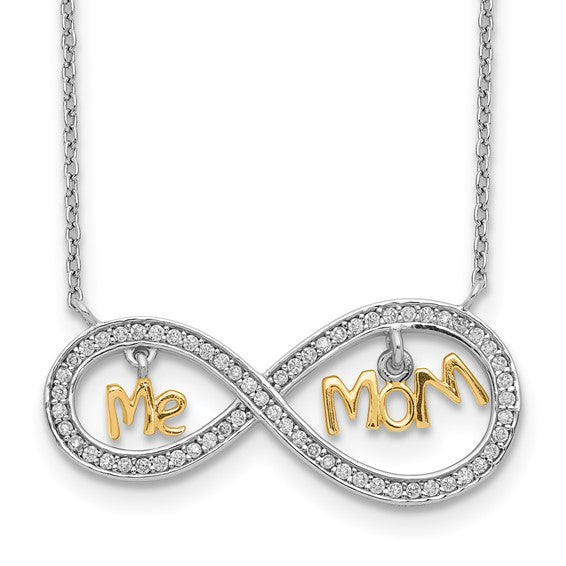 Sterling Silver Mom and Me Infinity Necklace with Cubic Zirconia