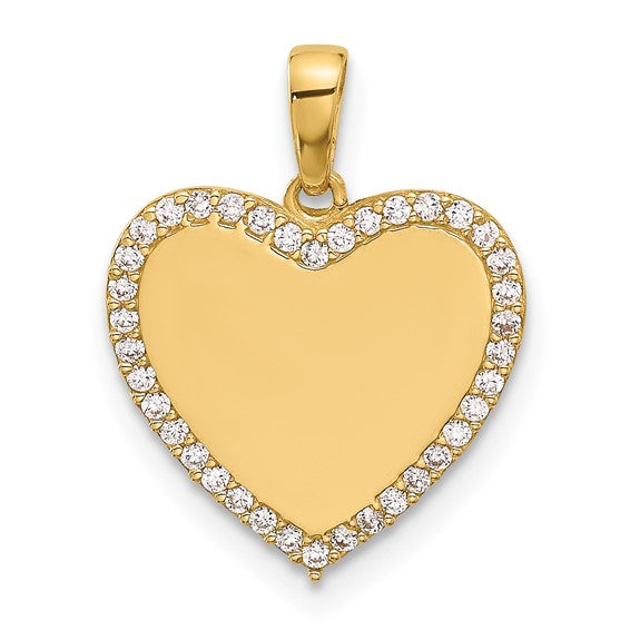 A Yellow Gold heart charm with Cubic Zirconia