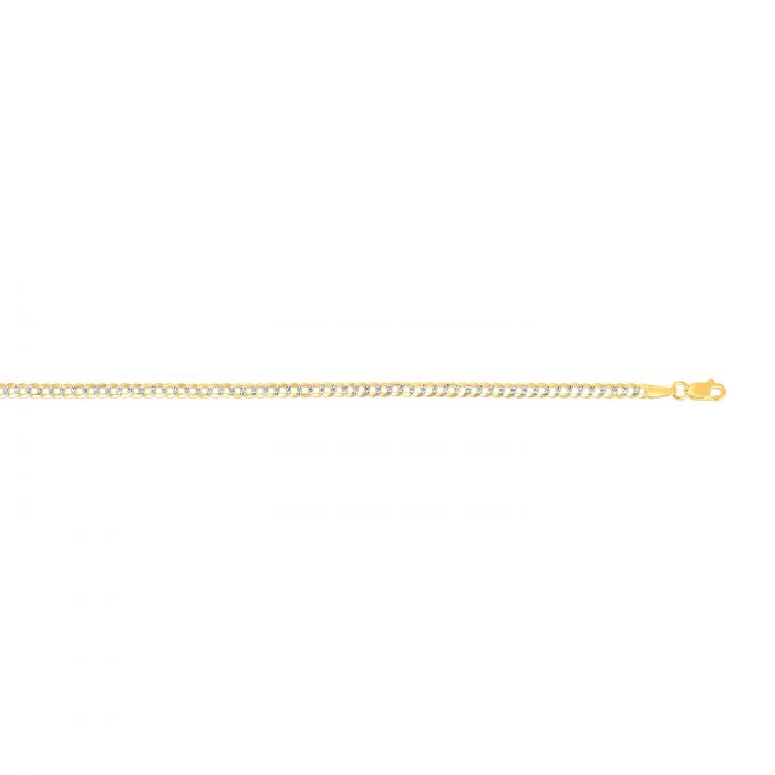 14 Karat Yellow Gold 2.6mm Pave Cuban Link 20 inch Chain