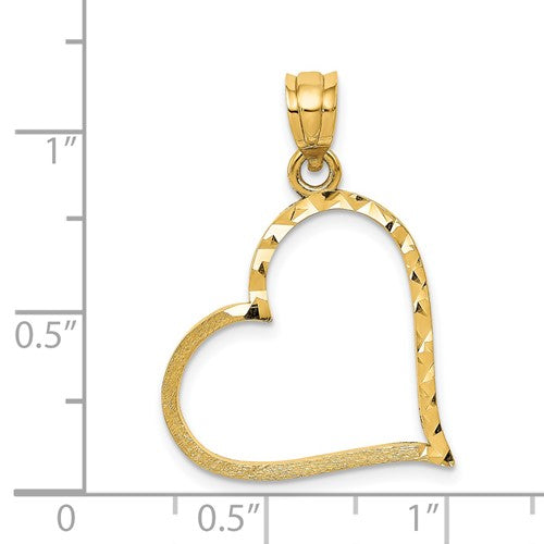 14 Karat Yellow Gold Heart Charm Pendant