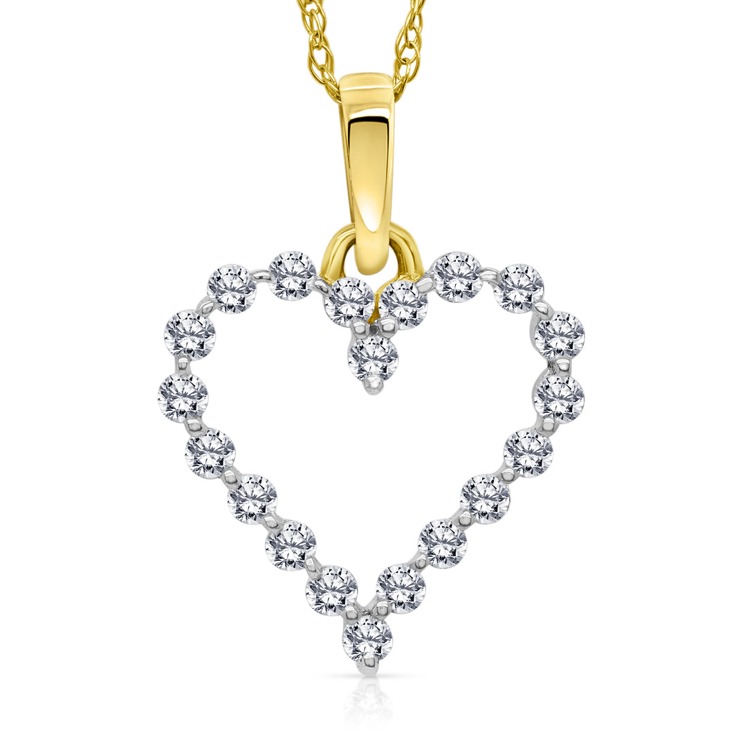 14 Karat Yellow Gold 0.26ct Diamond Heart Pendant