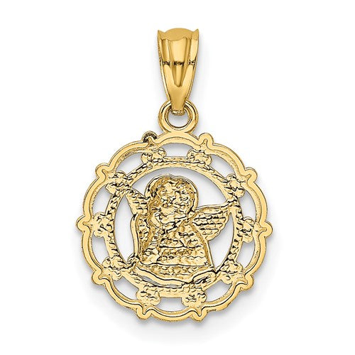 14 Karat 2 Tone Gold Angel Charm Pendant