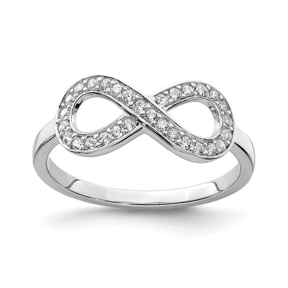 Sterling Silver Cubic Zirconia Infinity Ring - Size 10