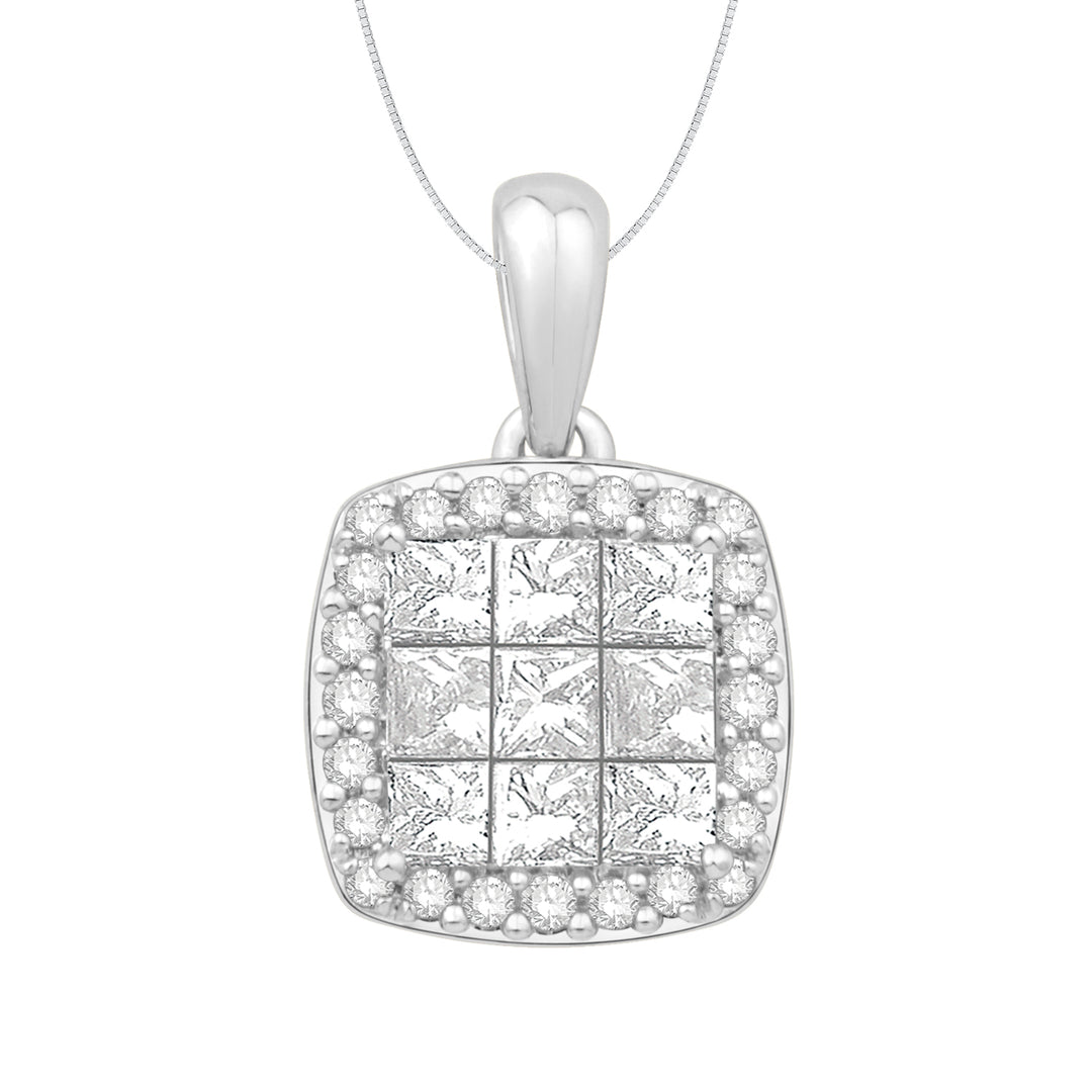 14 Karat White Gold Diamond Cluster Pendant