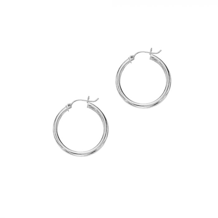 14 Karat White Gold Small Hoop Earrings