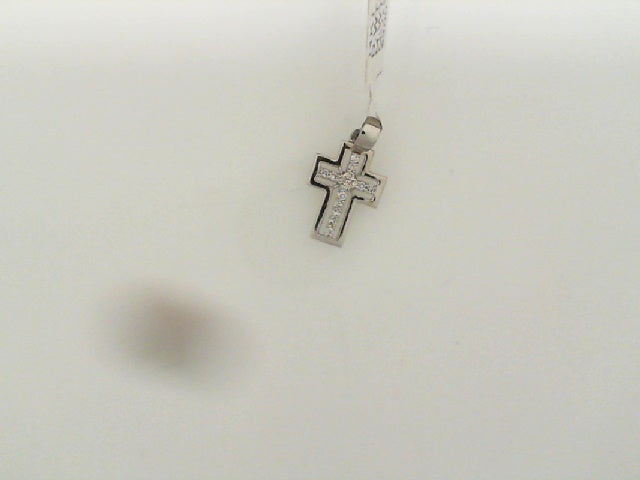 White 14 Karat Cross Diamond Pendant