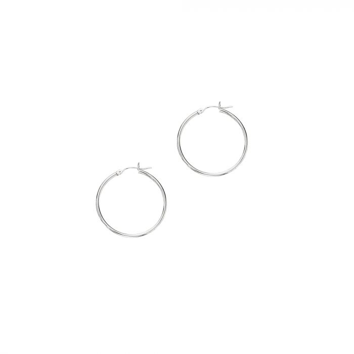 14 Karat White Gold Small Hoop Earrings