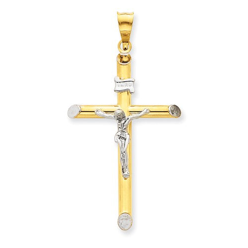 14 Karat 2 Tone Gold Cross Charm Pendant