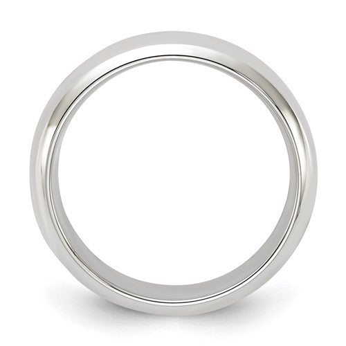 Men's White Sterling Silver Plain Wedding Band