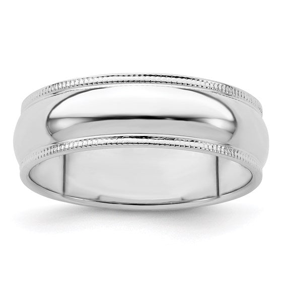 Men's Sterling Silver 6mm Milgrain Wedding Band - Size 10