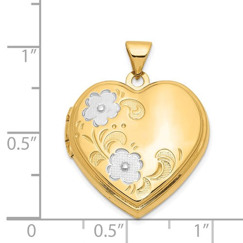 14 Karat 2 Tone Gold Locket Charm Pendant