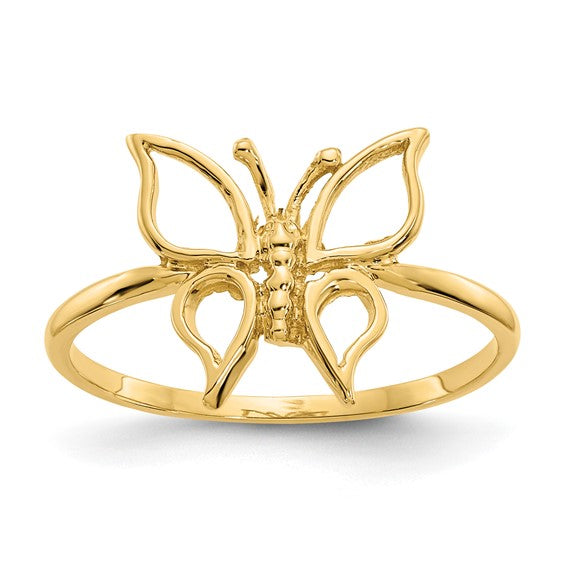 Lady's 14 Karat Yellow Gold Butterfly Fashion Ring - Size 7