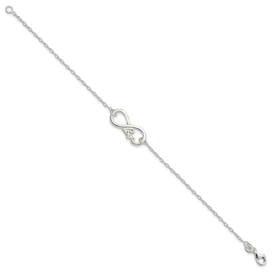 Sterling Silver Infinity with Love 7.5 inch Bracelet