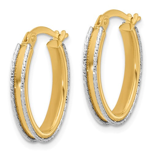 14 Karat 2 Tone Gold Small Hoop Earrings