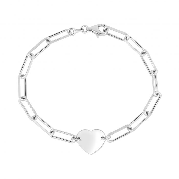 Sterling Silver Heart Engravable Bracelet