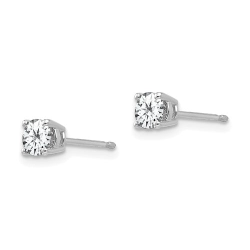 White 14 Karat Gold 3mm Round Cubic Zirconia Studs