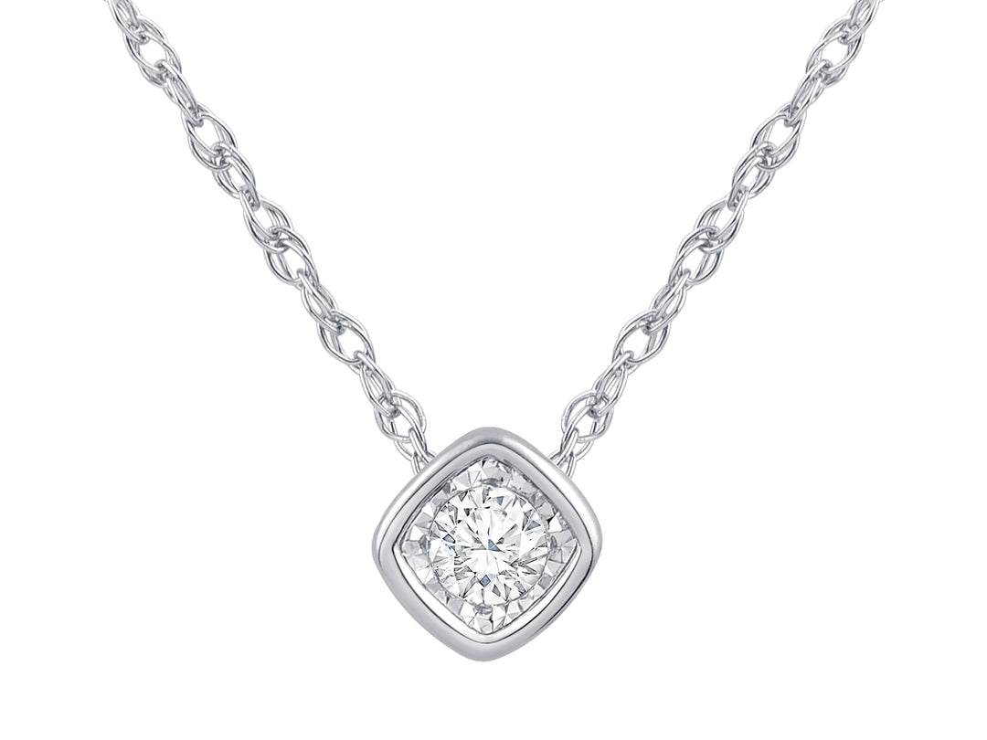 14 Karat White Gold 0.10ct Diamond Drop Pendant