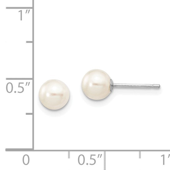 14 Karat White Gold 5-6mm Pearl Stud Earrings