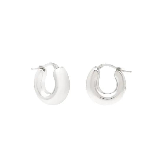 Sterling Silver Small Graduated Puff Hoop Earrings