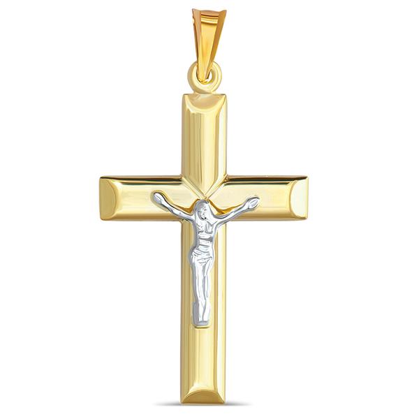 14 Karat 2 Tone Gold Cross Charm Pendant