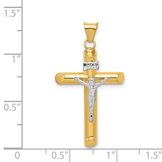 14 Karat 2 Tone Gold Small Polished Cross Charm Pendant