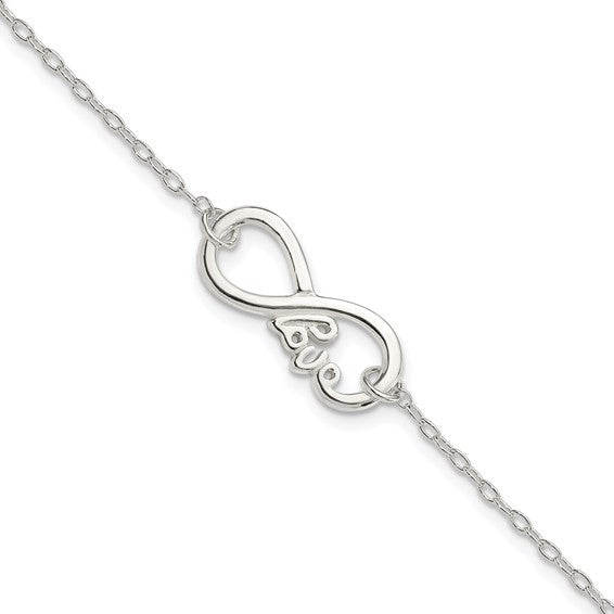 Sterling Silver Infinity with Love 7.5 inch Bracelet