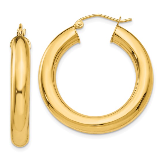 14 Karat Yellow Gold Medium Hoop Earrings