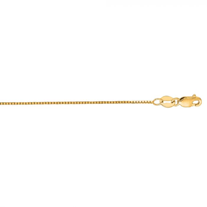 14 Karat Yellow Gold Diamond Cut 0.68mm Box Link 18 inch Chain