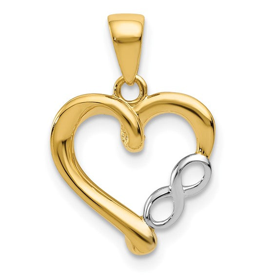 14 Karat 2 Tone Gold Small Polished Heart Charm Pendant