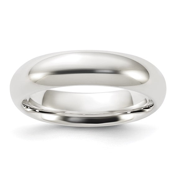 Men's White Sterling Silver Plain Wedding Band