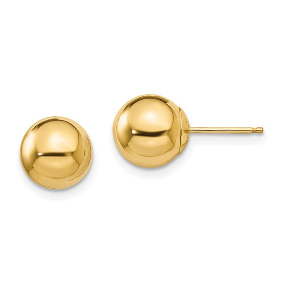 14 Karat Yellow Gold 8mm Ball Earrings